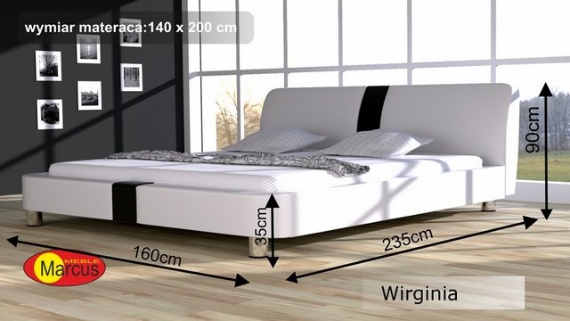 łóżko wirginia tapicerowane 140x200 cm