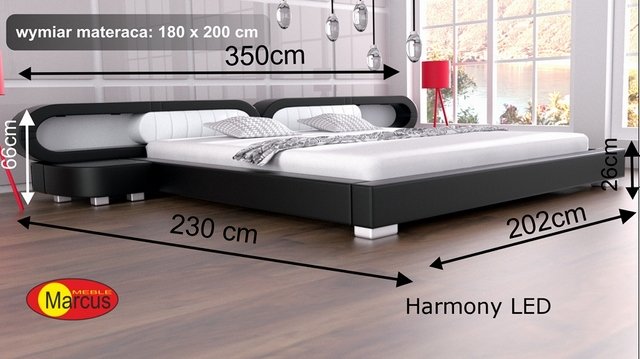 łóżko harmony led 180x200 cm