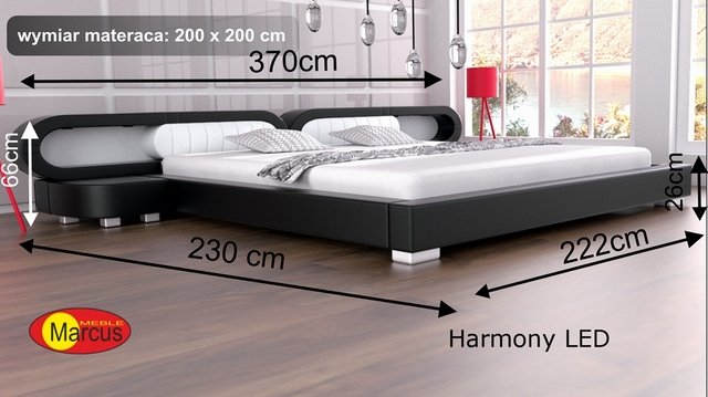 łóżko harmony led 200x200 cm