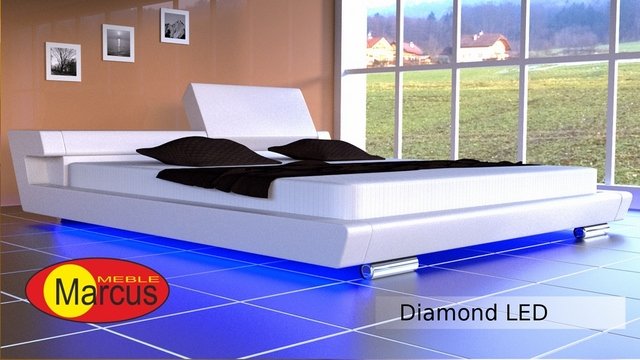 #htmlcaption467 Łóżko Diamond z oświetleniem LED RGB białe