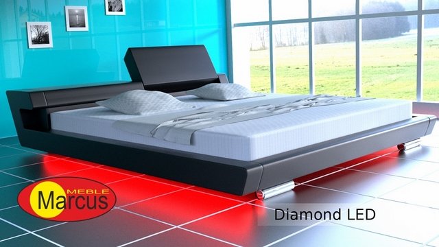 #htmlcaption470 Łóżko Diamond z oświetleniem LED RGB czarne