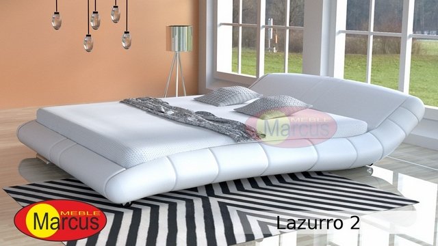 #htmlcaption690 Nowoczesne łóżko białe skórzane Lazurro 2