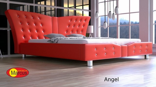 #htmlcaption491 Łóżko tapicerowane czerwone Angel