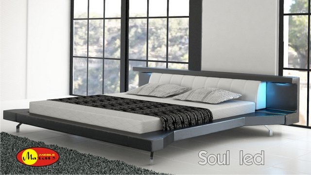łóżko soul led skóra ekologiczna czarna